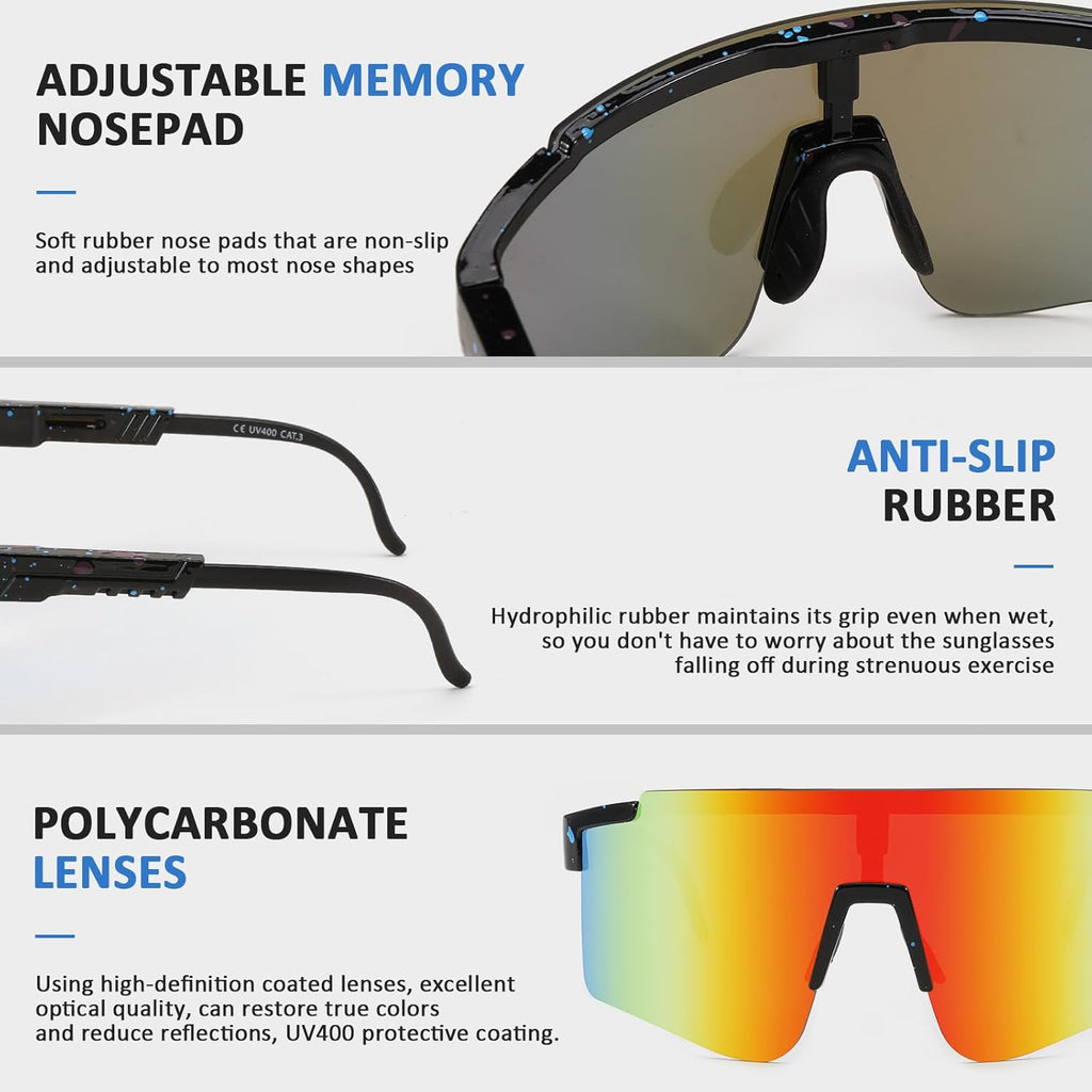 YuJian Sports Sunglasses - UV Protection Goggles for Men & Women | Ideal for Baseball, Cycling, Fishing, Golf