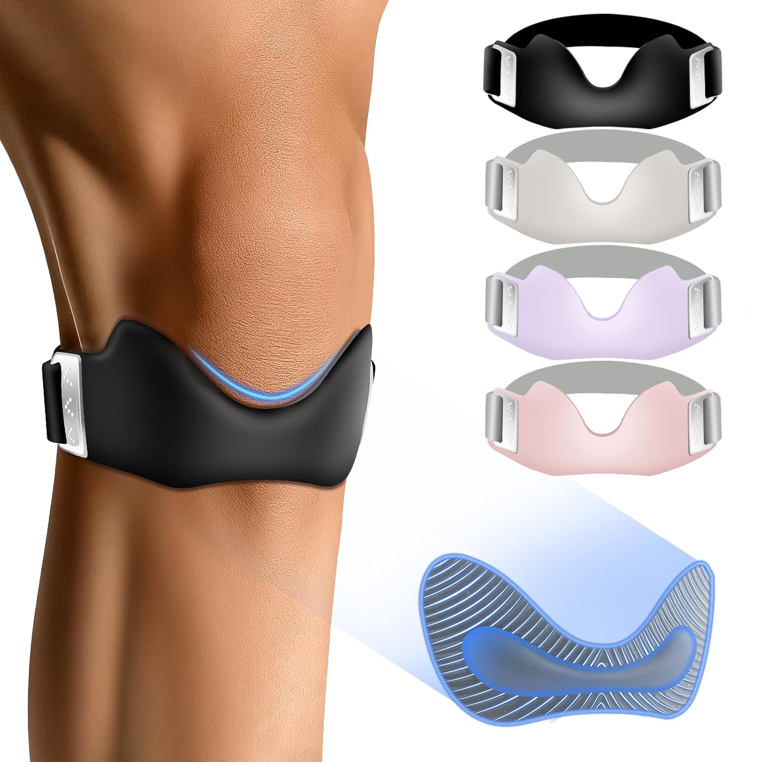 Skiennix Silicone Patellar Tendon Support Strap - Adjustable Non-Slip Knee Brace for Running & Sports