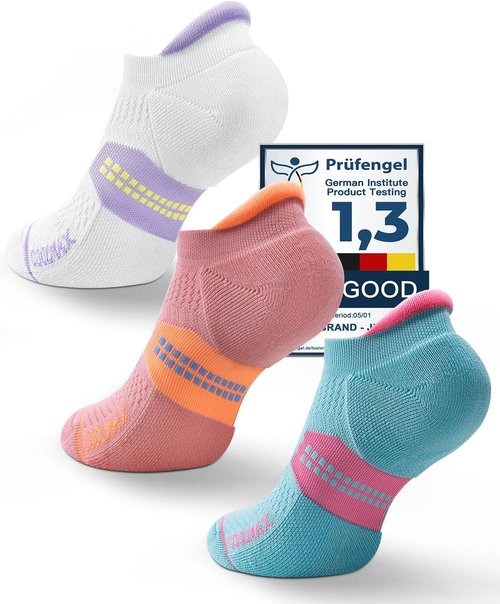 Juclise Coolmax Compression Running Socks - Anti-Blister, Moisture-Wicking, Cushioned | No Show Design