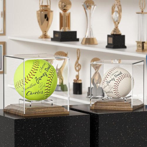 Baseball Display Case by [Brand Name] - Walnut Wood Base with Acrylic Cover | Autograph Ball Protector