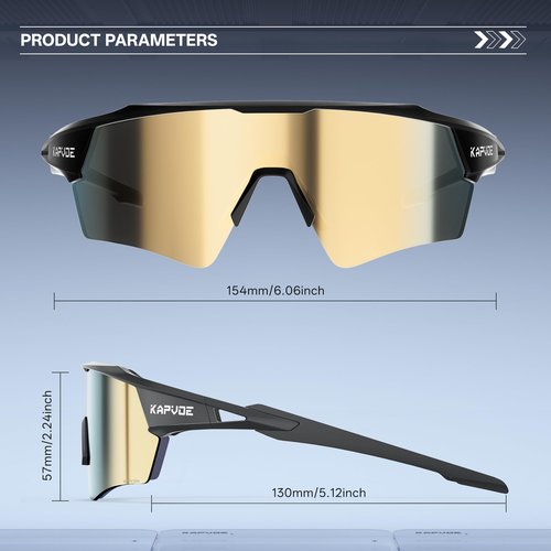 KAPVOE Cycling Glasses Men Women Sport Sunglasses UV Protection Mountain Bike Sunglasses MTB Bicycle Riding Glasses TR90 Frame Baseball Shades Running Triathlon Cycle Golf Gold