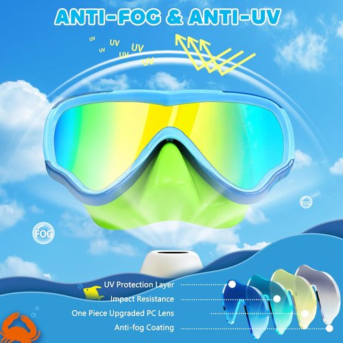 MOMUSE Kids Swim Goggles - Soft Fabric Strap, 3D No-Leak Design, UV Protection | Ages 3-14