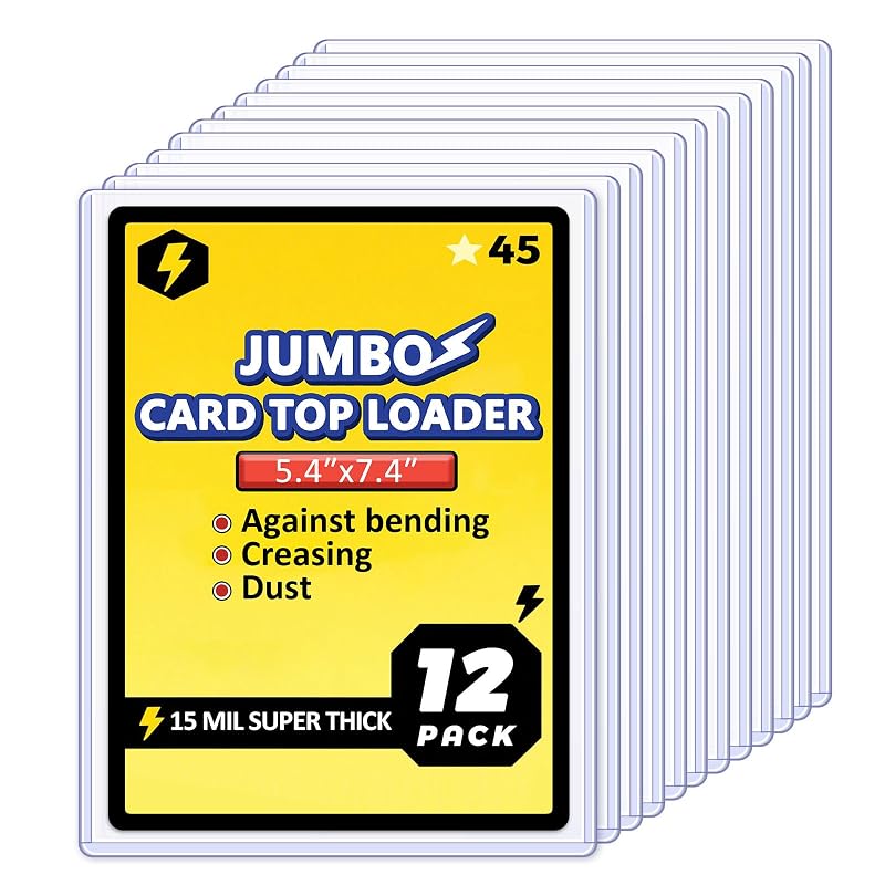 Jumbo Card Top Loader Sleeves 5.4x7.4" - 12 Pack, 6x7.9" Inner, 15mil PVC