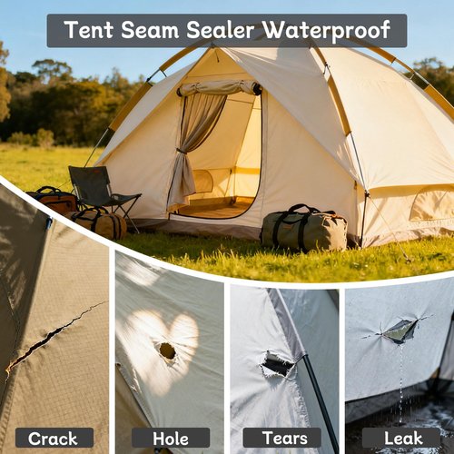 NICE2MEU 120ml Tent Seam Sealer, Waterproof & Leak-Proof, Quick Drying & Transparent, Seam Sealer Tent Sealant Repair Kit for Tents, Sleeping Mats, Awnings