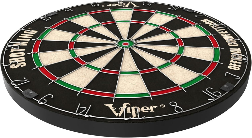 Viper by GLD Products Shot King Dartboard Set - Regulation Bristle Steel Tip with Rotating Number Ring & 6 Darts - Black