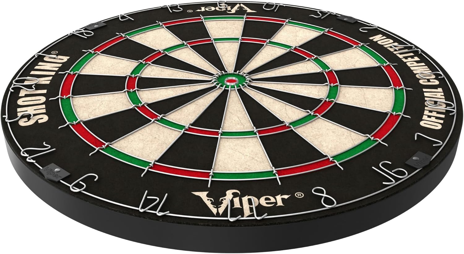 Viper by GLD Products Shot King Dartboard Set - Regulation Bristle Steel Tip with Rotating Number Ring & 6 Darts - Black