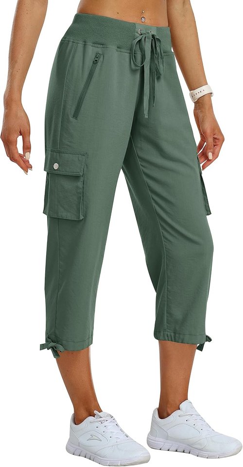 MoFiz Women's Cargo Capris - Lightweight Quick-Dry Hiking Pants for Summer Travel | Loose Fit