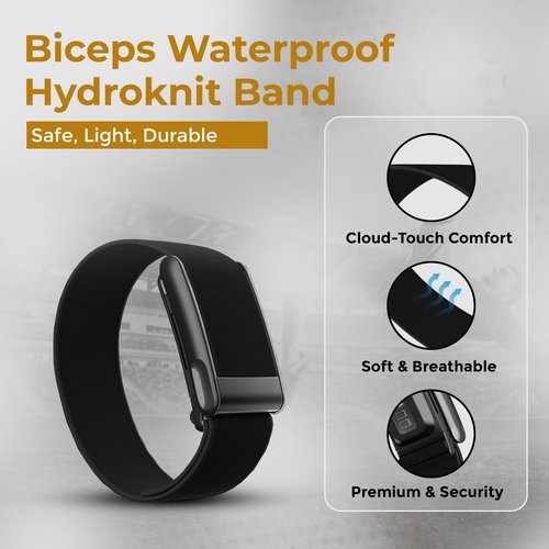 DADO HydroKnit Waterproof Bicep Nylon Sport Band Compatible with WHOOP 5.0, One, Peak, and Life | Elastic Fast-Drying Comfortable Strap for Active Lifestyles (Black, Life/MG)