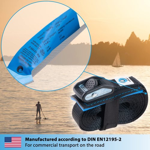 valonic Dolphin - tie Down Straps - 2 Pack, 11.5 ft x 1 inch, 2200 lbs, Protection pad, cam Buckle - for roof Rack, Surfboard, Kayak and Paddle Board, Black