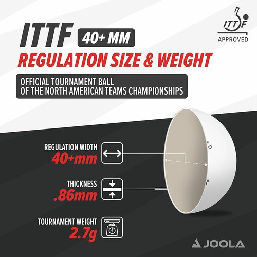 JOOLA Prime 3-Star ABS Table Tennis Balls - Durable, High-Performance, 40mm, White