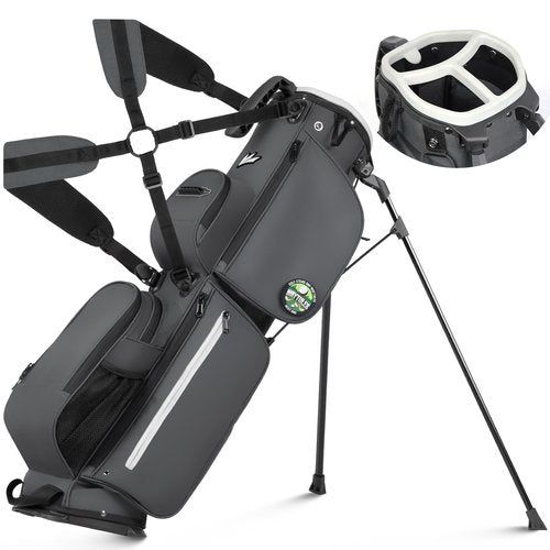 Lightweight Golf Stand Bag with Top Handle, 3-Way Divider, Holds Up to 8 Clubs – Compact Carry Bag with Dual Straps, Ball Holder & Multiple Pockets for Driving Range & Par 3 Courses(Charcoal Gray)