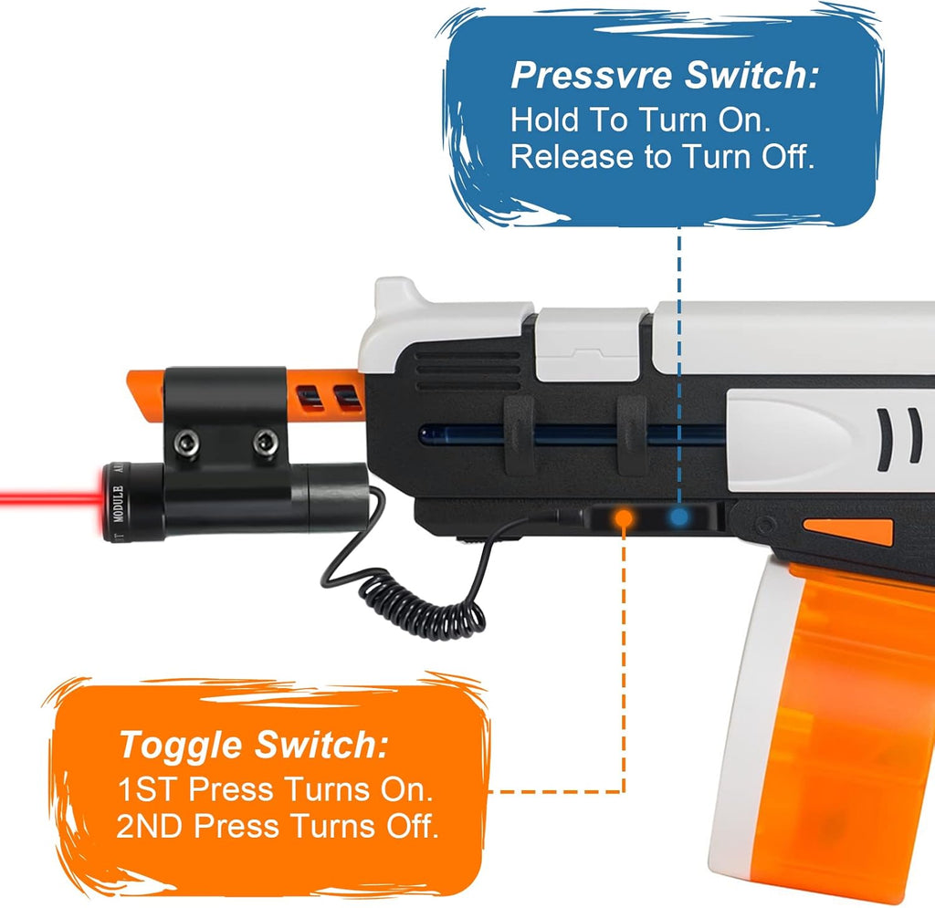 Skiennix Laser Sight - Red Dot Beam for Gel Ball Blasters & Bug Salt Gun | Includes 2 Battery Sets