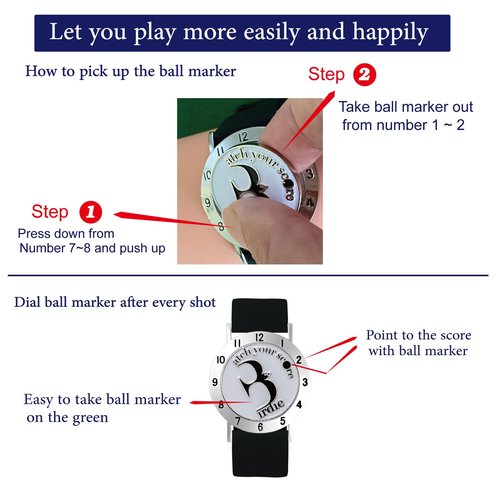 E TRUEE Golf Ball Marker with Golf Stroke Counter Bracelet, Birdie Ball Marker, Golf Accessories, Golf Gifts, Golf Score Counter for Men Women