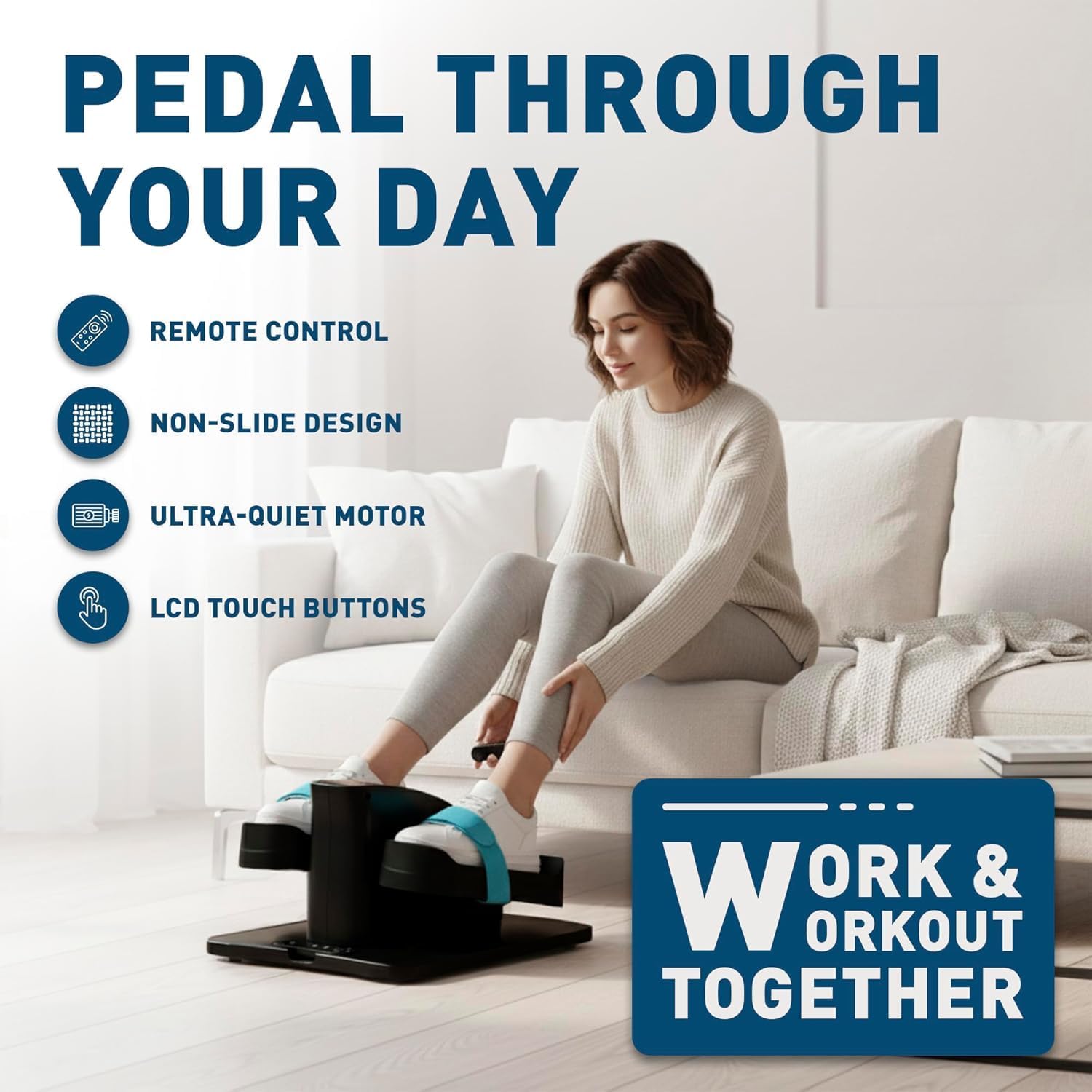 Under Desk Elliptical Machine - Electric Pedal Exerciser for Seniors & Adults | 12-Speed Quiet Leg Workout
