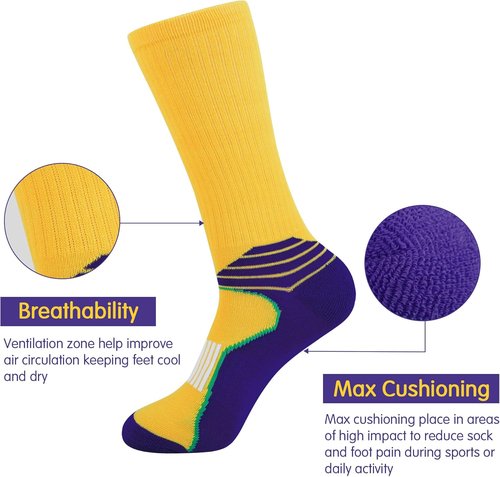 JOYNÉE Men's Athletic Performance Crew Socks - 6 Pack for Running & Training Comfort