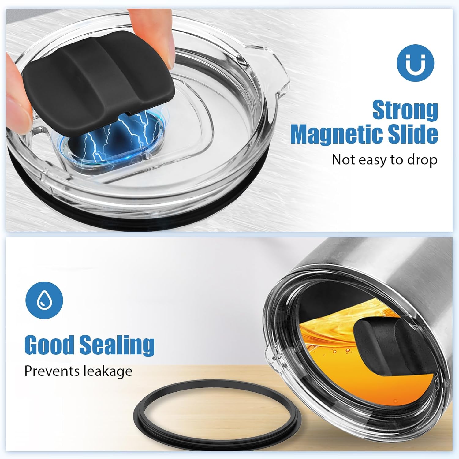 Yeti Tumbler Lids - 2 Pack Magnetic Replacement Tops for 20 oz & 16 oz Tumblers | Spill-Proof Design
