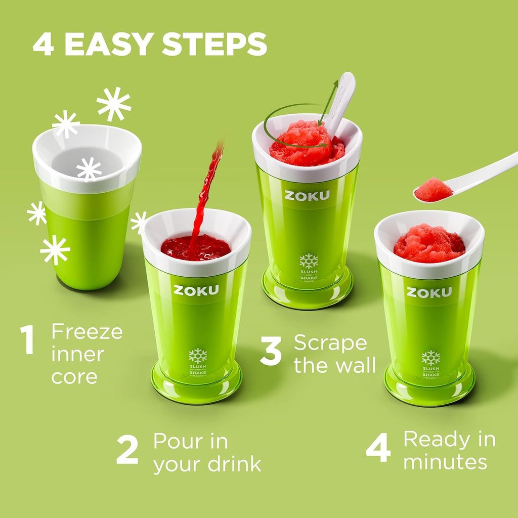 ZOKU Original Slush Maker - Compact Single-Serving Smoothie & Milkshake Maker | BPA-Free Green