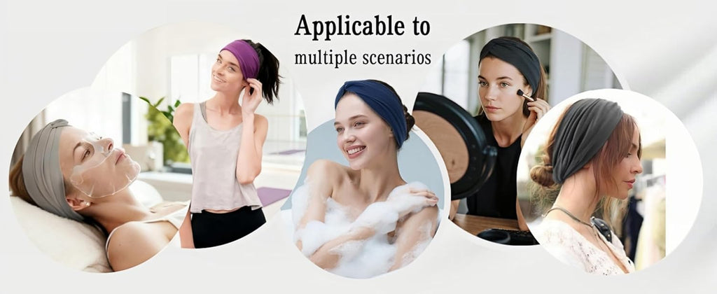 Skiennix Wide Elastic Headbands - Soft Knotted Hair Bands for Makeup & Sports | 8-Pack Non-Slip Design