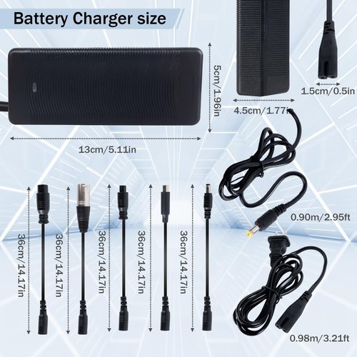 42V 2A Charge with 5 in 1 Plugs for 36V 10S Lithium Battery, Universal Electric Scooter Charger for 36V Pocket Mod, Sports Mod,Razor,Gotrax,Jetson,Voyage,Ninebot,Lithium Battery Device
