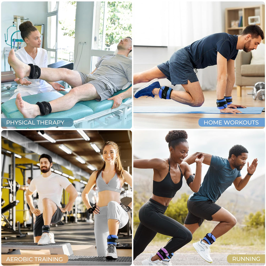 Sportneer Adjustable Ankle Weights for Women and Men：1 Pair 1 2 3 4 6 7lbs Upgraded Easily Adjustable Leg Weight, Weighted Wrist Weight Strap for Gym, Fitness, Workout, Walking, Dancing