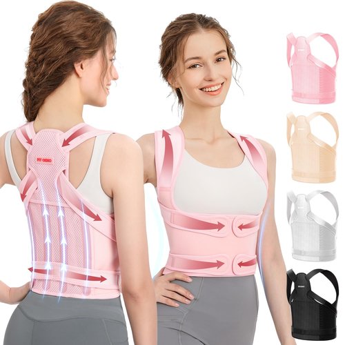 Fit Geno Back Brace - Adjustable Posture Corrector for Women | Full Back Support & Pain Relief - Large Size