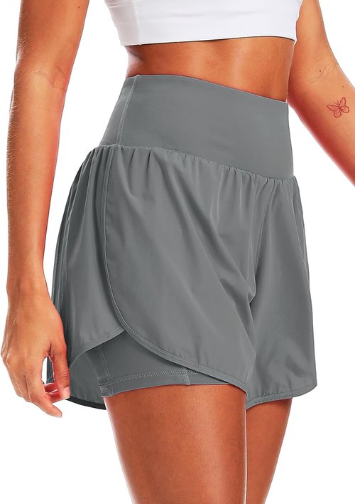 CADMUS Women's 5'' Workout Gym Shorts - 2 in 1 Design with Phone Pockets for Ultimate Comfort