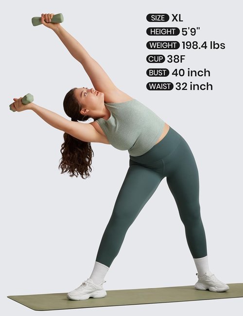 CRZ YOGA Seamless Ribbed High Neck Crop Tank Top - Longline Racerback Padded Sports Bra for Women