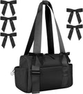 Skiennix Mini Gym Bag for Women - Stylish Black Coquette Duffle with 5 Bow Accessories | Perfect for Travel & Yoga