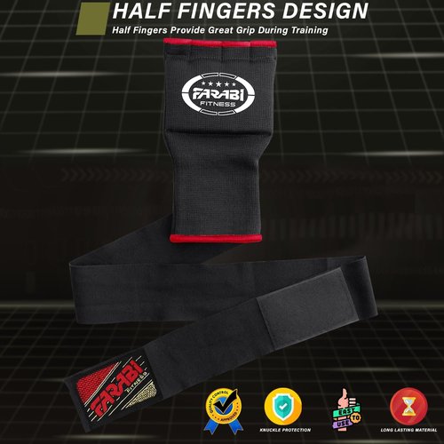 Farabi Quick Wraps Gloves - Gel Padded MMA Boxing Hand Wraps for Adults | 80cm Wrist Support Pair