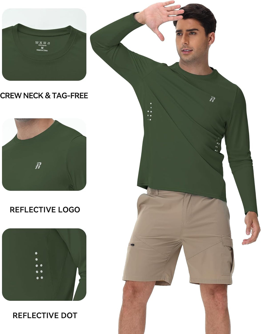Runhit Men's UPF 50+ Sun Protection Shirt - Long Sleeve UV Swim & Fishing Rash Guard | Quick Dry, Lightweight