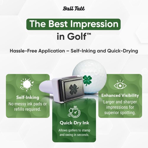 Ball Tatt - Four Leaf Clover Golf Ball Stamp, Golf Ball Stamper, Self-Inking Golf Ball Stamp Markers, Reusable Golf Ball Marking Tool to Identify Golf Balls, Golfer Gift Golfing Accessories