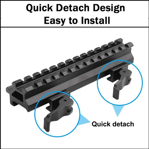 360 Tactical Heavy Duty 90 and 45 Degree Picatinny Riser Mount with Quick Release, for Red Dots Scopes, and Optics Use QD Mount