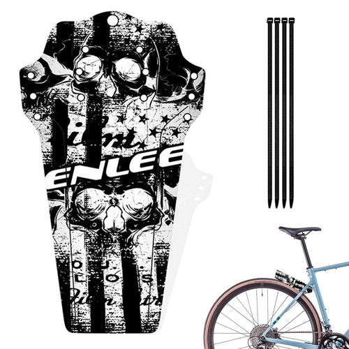 ENLEE 1PC Mountain Bike Fender - Lightweight Flexible MTB Mud Guard, Waterproof Fashionable Bicycle Mudguards, Universal Front and Rear 26", 27.5", 29" Plus Size and Fat Bike Wheel Sizes, Skull