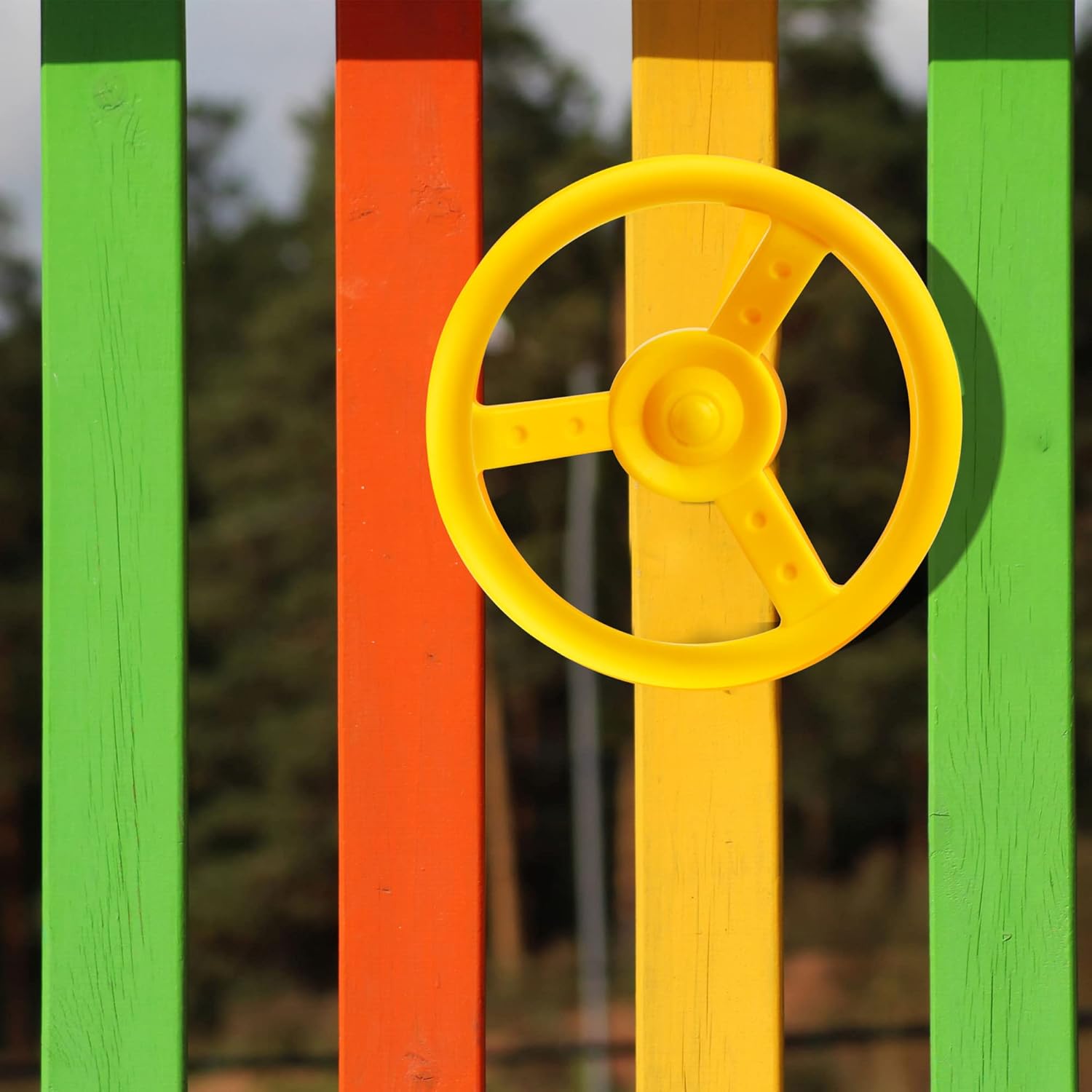 Skiennix Steering Wheel Playset - 2 Pack Plastic Pirate Ship Wheels for Kids | Outdoor Playground Fun (Purple, Yellow)