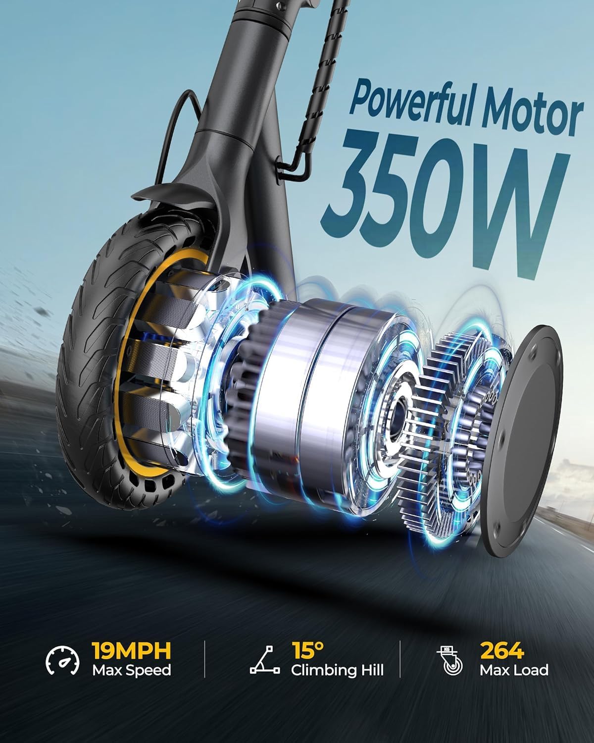 WERHY Electric Scooter - 350W/500W Motor, 19/22 MPH Speed, 15-28 Miles Range, Folding Design for Adults