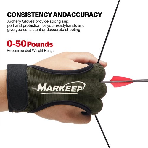 MARKEEP Archery Gloves 2 Pack Shooting Hunting Leather Guard 3-Finger Guard for Youth Adult Man Woman and Beginner Recurve Arrow Bow Archery Protective Gear Accessories