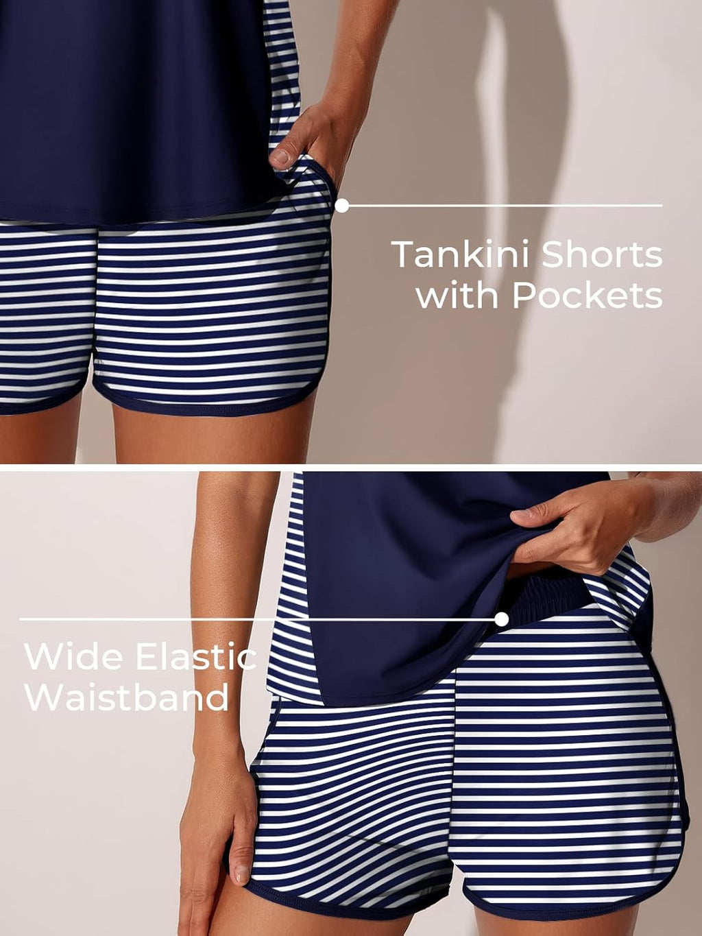 Summer Mae Tankini Swimsuit for Women - Tummy Control Two-Piece with Sporty Pockets & Swim Shorts
