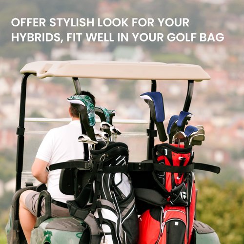 FINGER TEN Golf Club Head Covers Woods Hybrids 1/2/3/4 Pack, Headcovers Men Women 3 5 7 X with Interchangeable Number Tag, Fit All Wood Hybrid Clubs (2 Pack-Black Hybrid Cover)