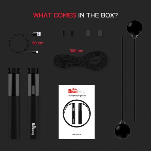 Bisonbody Smart Jump Rope Fitness Skipping Rope with App – 2 Function Modes – Classic 3m Rope & Ropeless Shortballs – Bluetooth Skipping Rope with Fitdays+ App for Seamless Progress Tracking