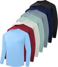 Kinglaman 7 Pack Men Dry Fit Workout Long Sleeve Athletic Gym UPF SPF UV Sun Protection Quick Dry Lightweight Shirts