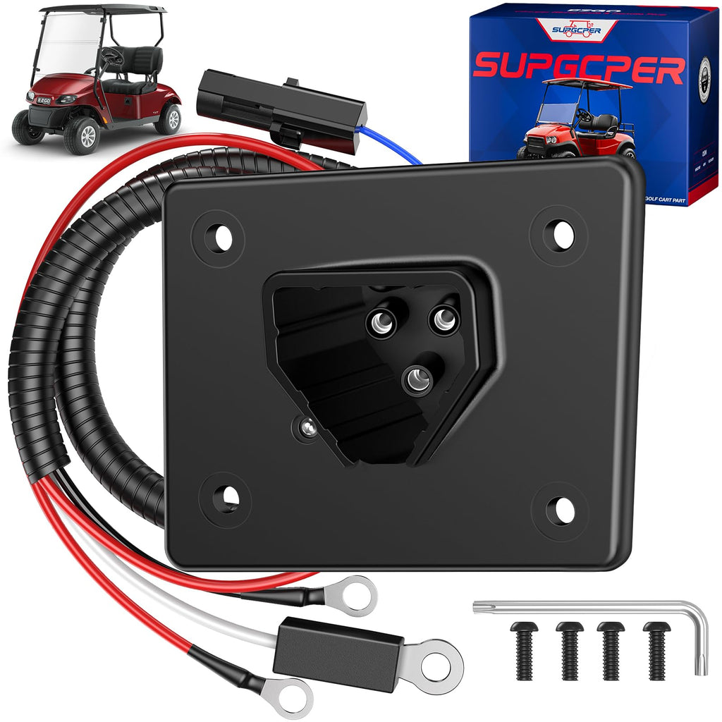 SUPGCPER EZGO Charger Receptacle, Golf Cart 48V Charger Port for EZGO RXV 2008-UP Electric, EZGO 2Five 2010-UP Delta-Q, EZGO RXV Charger Socket with Wires Replace OEM# 602529 613304