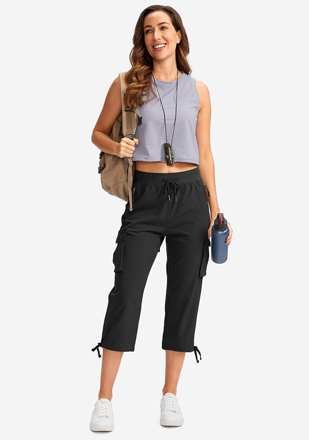 Soothfeel Women's Cargo Capris - Lightweight Quick-Dry Hiking Pants with 6 Pockets | Summer Casual Wear