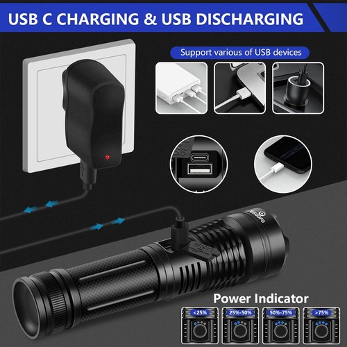Esgofo Flashlights - High Lumens 100000 Rechargeable LED - Super Bright, Waterproof, Perfect for Hiking & Camping