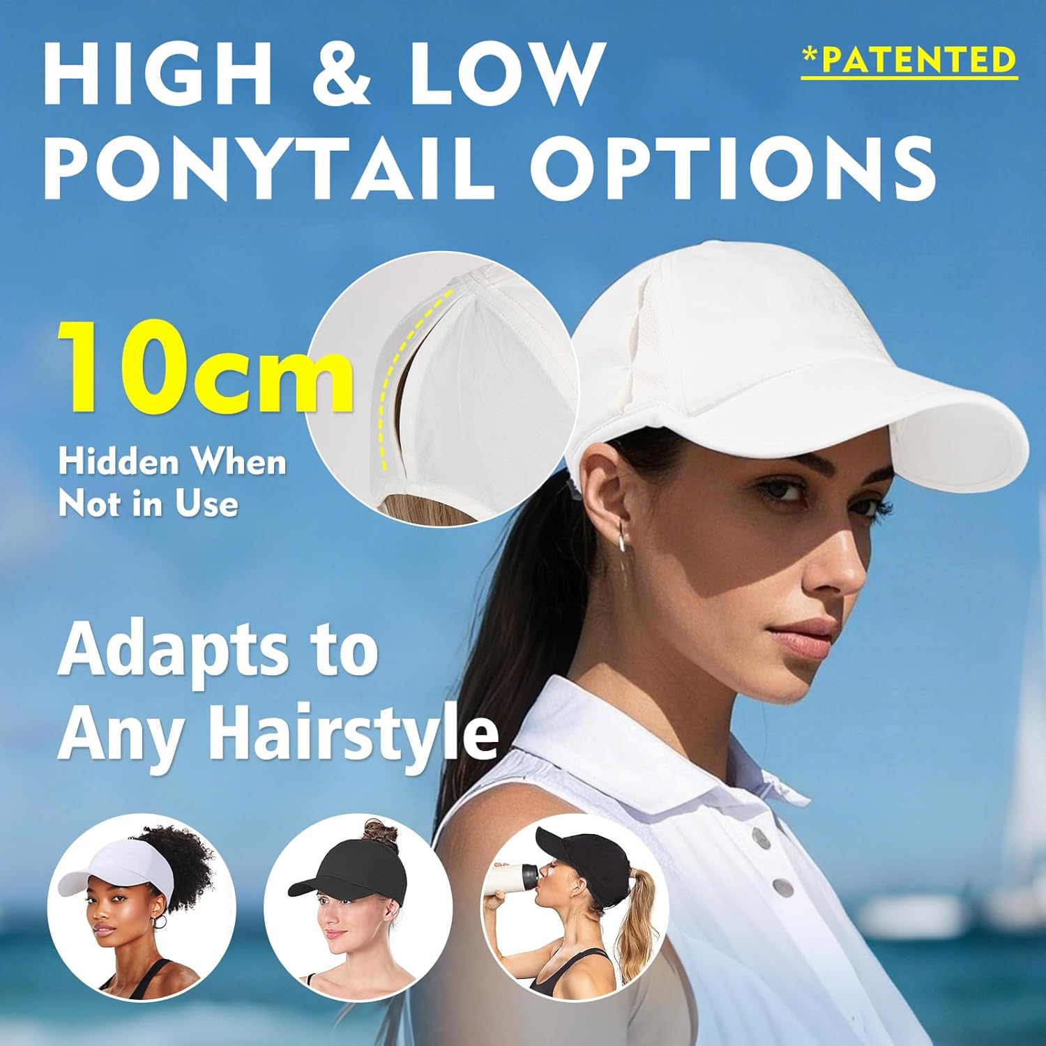 TOP-EX Cooling UV 50 High Ponytail Baseball Cap for Women - Breathable & Stylish for Running, Golf, Sports