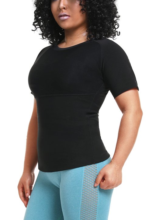 LMCOB Women's Sauna Sweat Shirt Athletic Tee Compression T-Shirt Heat Trapping Sauna Vest for Women（LYBH6007-01-XXL）
