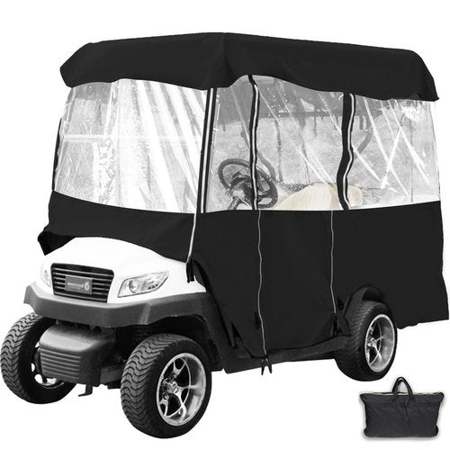 Happybuy Golf Cart Enclosure, Polyester Driving Enclosure, Club Car Covers Universal Fits for 2+2 Passenger Golf Carts, Sunproof and Dustproof Outdoor Cart Cover