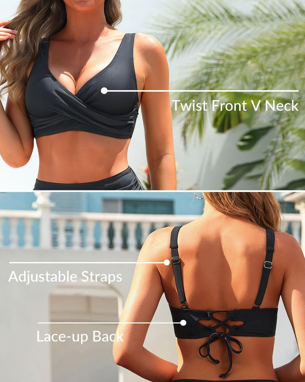 Yonique Women's High Waisted Bikini Set - Tummy Control & Full Coverage Swimsuit