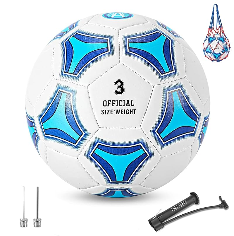 Color-Changing Soccer Ball Size 3-5 with Carry Net, Pump & Needles – UV-Activated Fun Gift for Kids (Blue 4-6 Age)