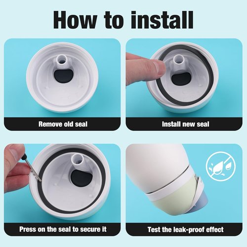 Joshey Rubber Seal Replacement Gasket & Stopper Set - Compatible with Owala Freesip Bottles (Gray)