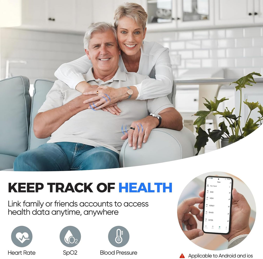 Skiennix Smart Ring Health Tracker - IP68 Waterproof, Sleep & Exercise Monitoring, Unisex (Black, Size 10)
